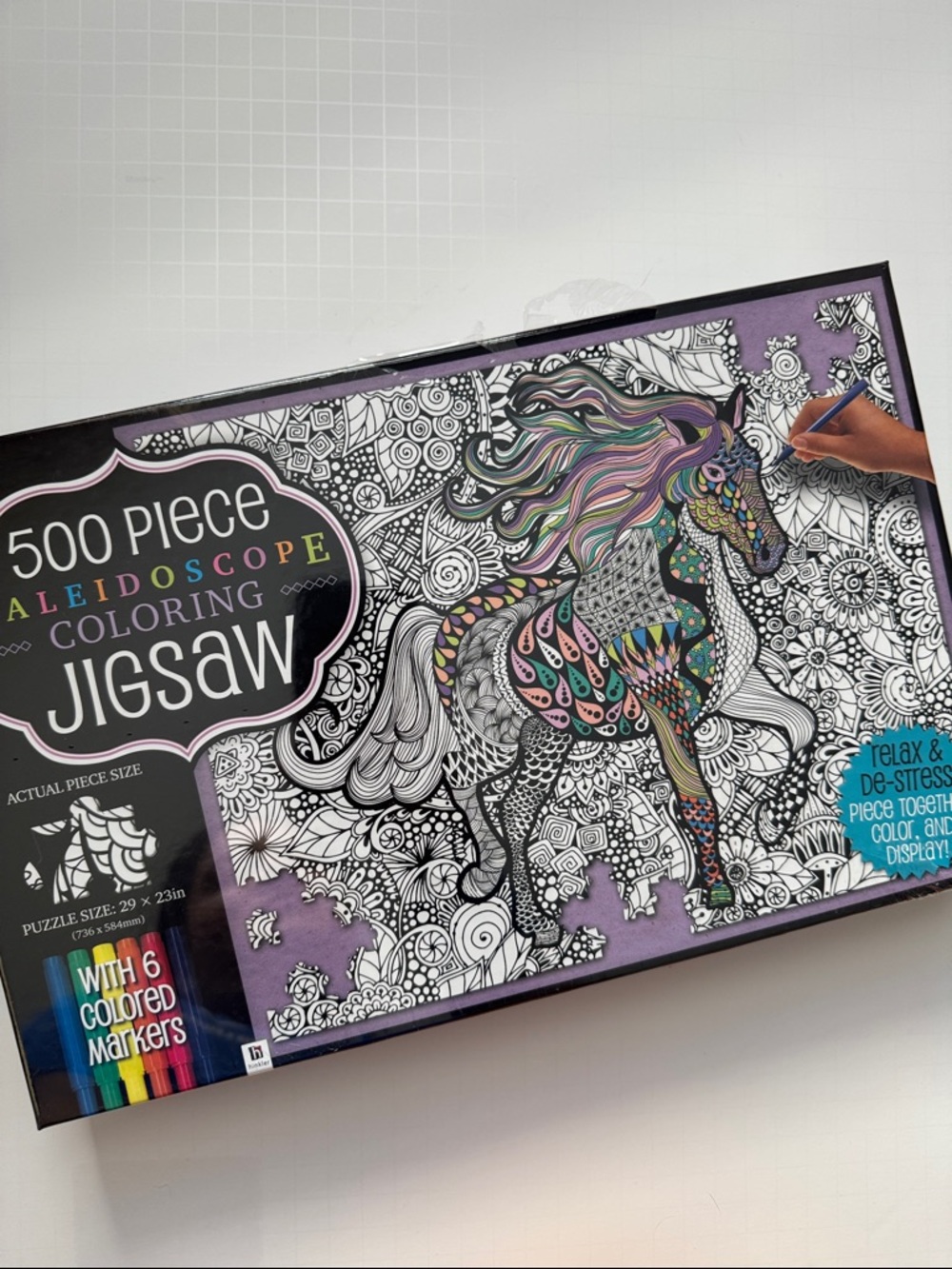 Hinkler 500 Piece Kaleidoscope Coloring Jigsaw Puzzle